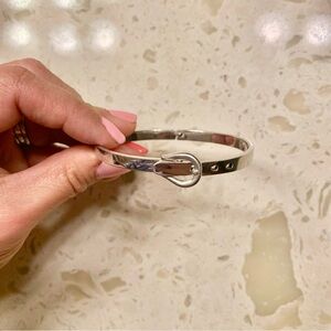 Sterling and 14k White Gold Belt Buckle Bracelet